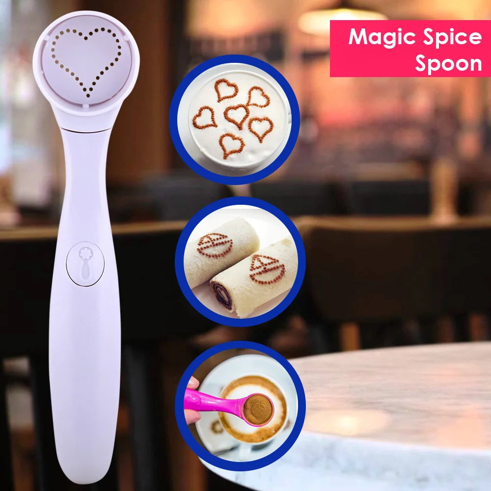 

New Magic Spice Food Spoon Decorating Tools 16 Different Images Decor Coffee Cake Food Piping Spoons Kitchen Funning