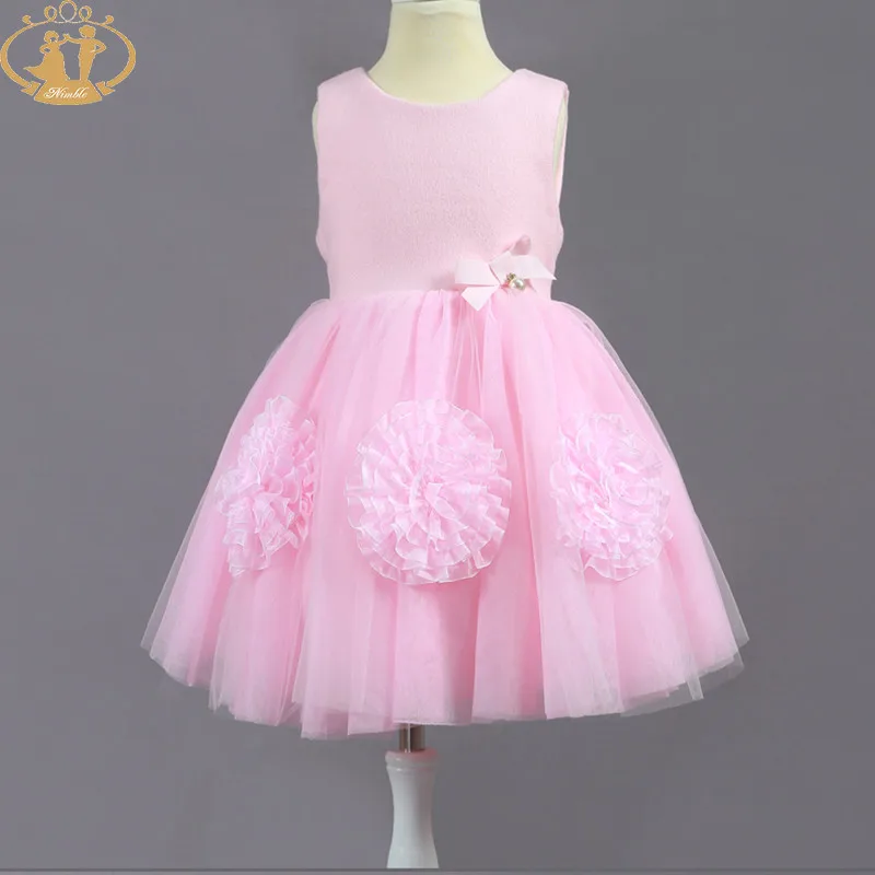 

Nimble girl clothes flower Embroidery baby clothes for wedding party elegant Knee-Length clothes for girls dress trolls vestidos