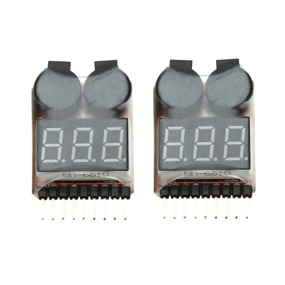 

2Pcs 1-8S Indicator RC Li-ion Lipo Battery Tester Low Voltage Buzzer Alarm Red