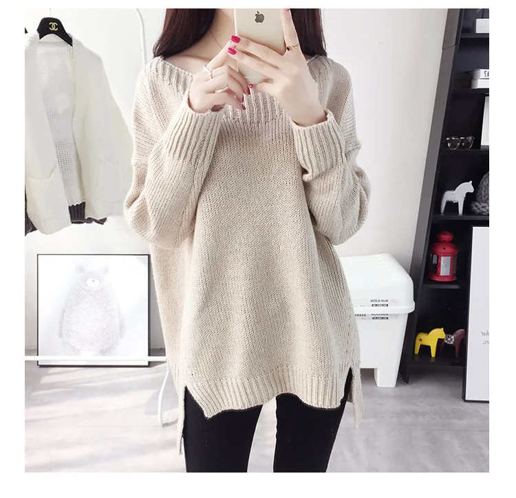 Spring Autumn Winter New O-Neck Long Sleeve Solid Color Knitted Warm Sweater Female Pullovers Loose Women's | Женская одежда