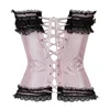 S-6XL Lace Trim Bow Satin Corset With Zipper Side For Women Plus Size Waist Corset And Bustier Outwear Overbust Corset Top ► Photo 2/6