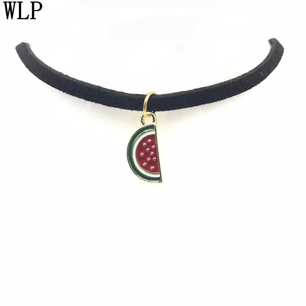 WLP Горячее предложение Новая мода ожерелье колье Bijoux черный, бархатный, кожаный ананас из кристаллов яблоко кулон Макси массивные Чокеры ожерелье