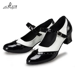 Ladingwu Free Shipping Women's Spring Autumn Ballroom Dance Shoes Closed Toe Latin Salsa Dance Shoes For Girls Mid heel