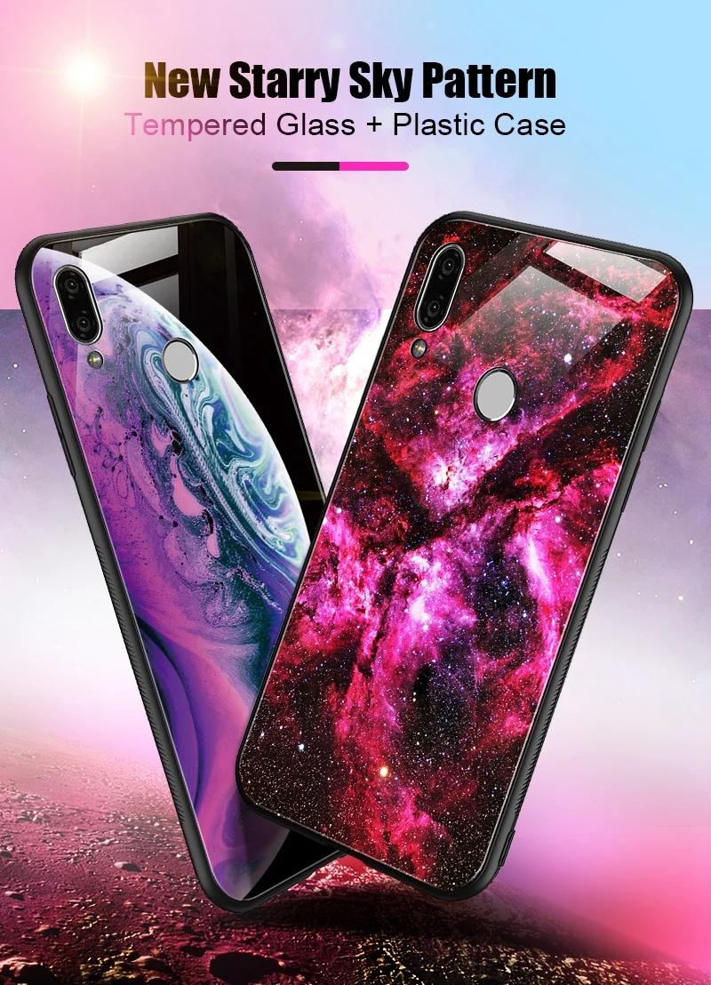 Hisomone Glass Silicone Case For Huawei P20 Lite P Smart Luxury Space Back Cover Case For Huawei Honor 9 Lite 10 Mate 20 Lite
