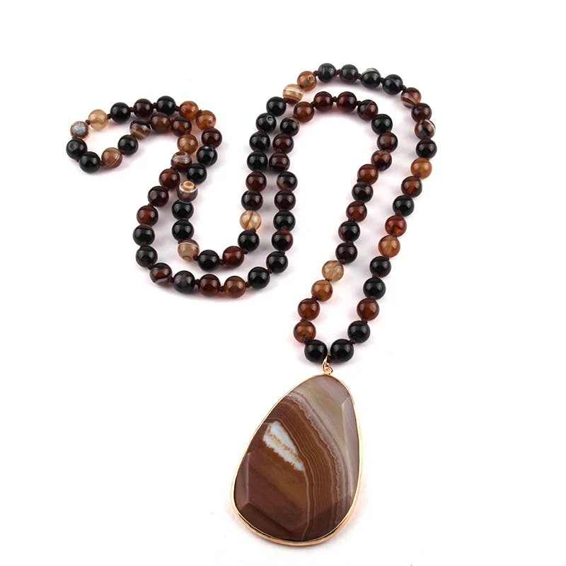 MOODPC, модное богемное этническое ювелирное изделие, длинное из натурального камня, завязанное ожерелье, s грань, подвеска в виде капли, женское этническое ожерелье