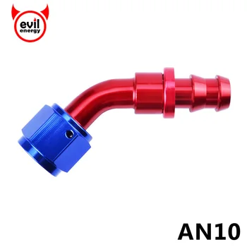 

evil energy AN10 45 Degree Aluminum Fittings Oil Fuel Push On Hose End Oil Cooler Fitting Reusable Hose End Adapter