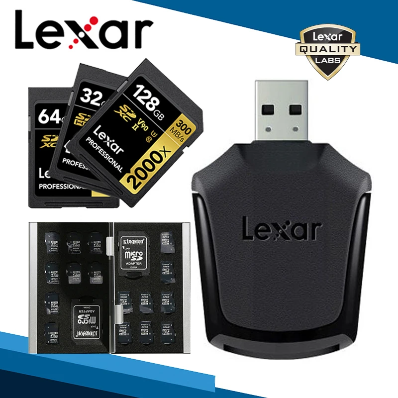Карта памяти Lexar SD кардридер чехол для карт 2000x SDXC 32 Гб 64 128 ГБ высокоскоростная