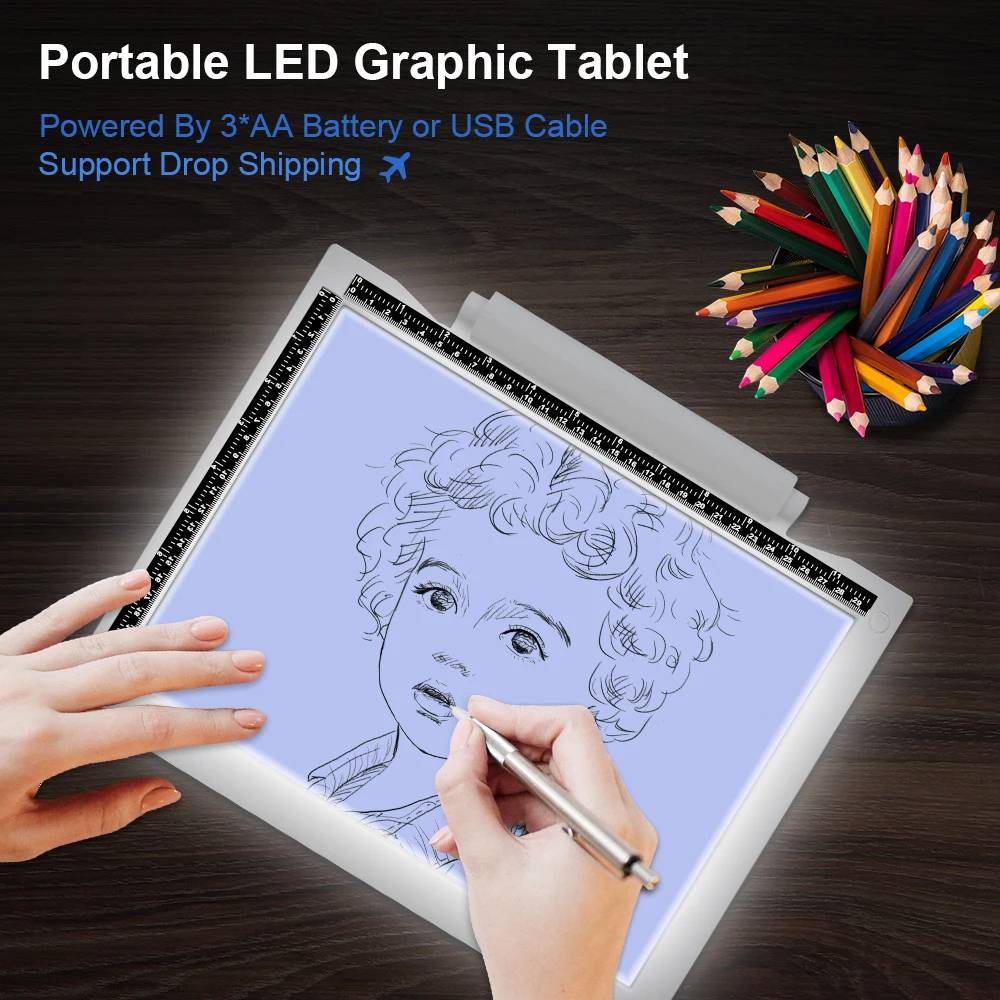 LED Light Pad A4 Drawing Tablet Graphic Writing Digital Tracer Copy Pad  Board for Diamond Painting Sketch Dropshipping Wholesale - AliExpress