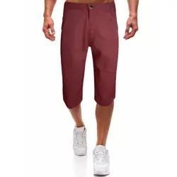 Летние модные привлекательные мужские свободные повседневные красные брюки со средней посадкой, с карманами, отлично подходят для