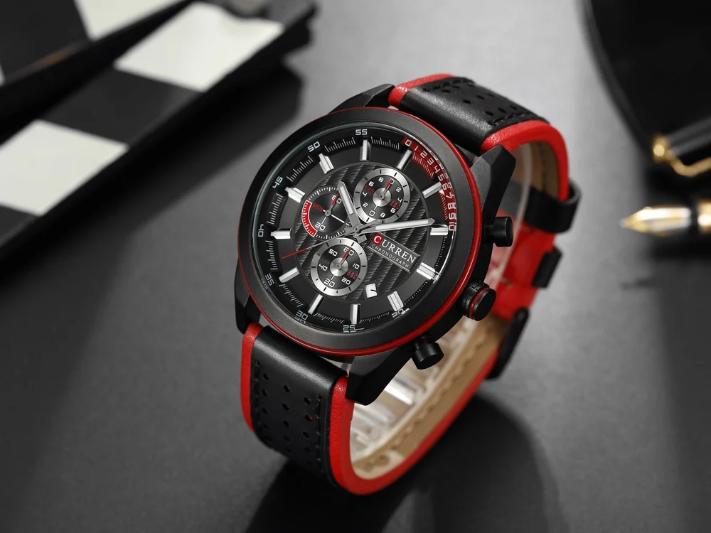 Curren Мужские часы Топ бренд класса люкс кожа кварцевые военные часы наручные Хронограф Мужские спортивные часы Дата наручные часы 8292