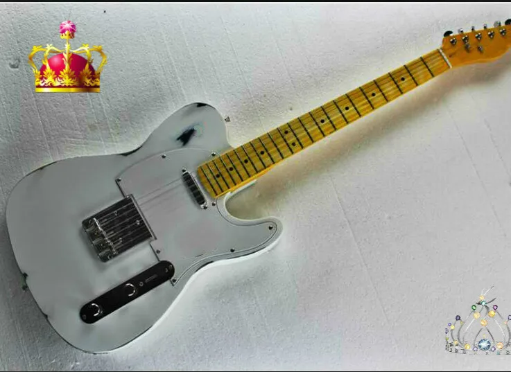 

High Quality GYTL-2020 handmade antique do old White TL electric guitars, real photos hot, , Can be Customized, Free shipping