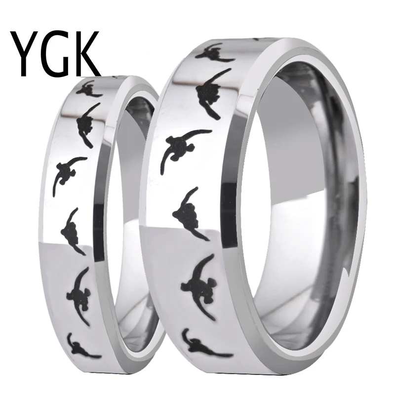 YGK ювелирные изделия,, мужское кольцо в виде животного, уличное охотничье кольцо на утку для женщин, серебряное вольфрамовое черное гравированное обручальное кольцо для любви