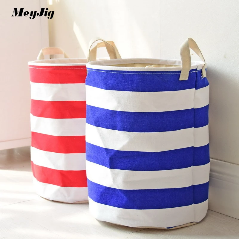 Meyjig Canvas Waterproof Dustproof Folding Storage Bucket Laundry