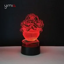YIMIA роза цветок 3d-лампа датчик движения USB светодиодный ночник любовь батарея работает СВЕТОДИОДНЫЙ Настольный светильник детский ночник для детей
