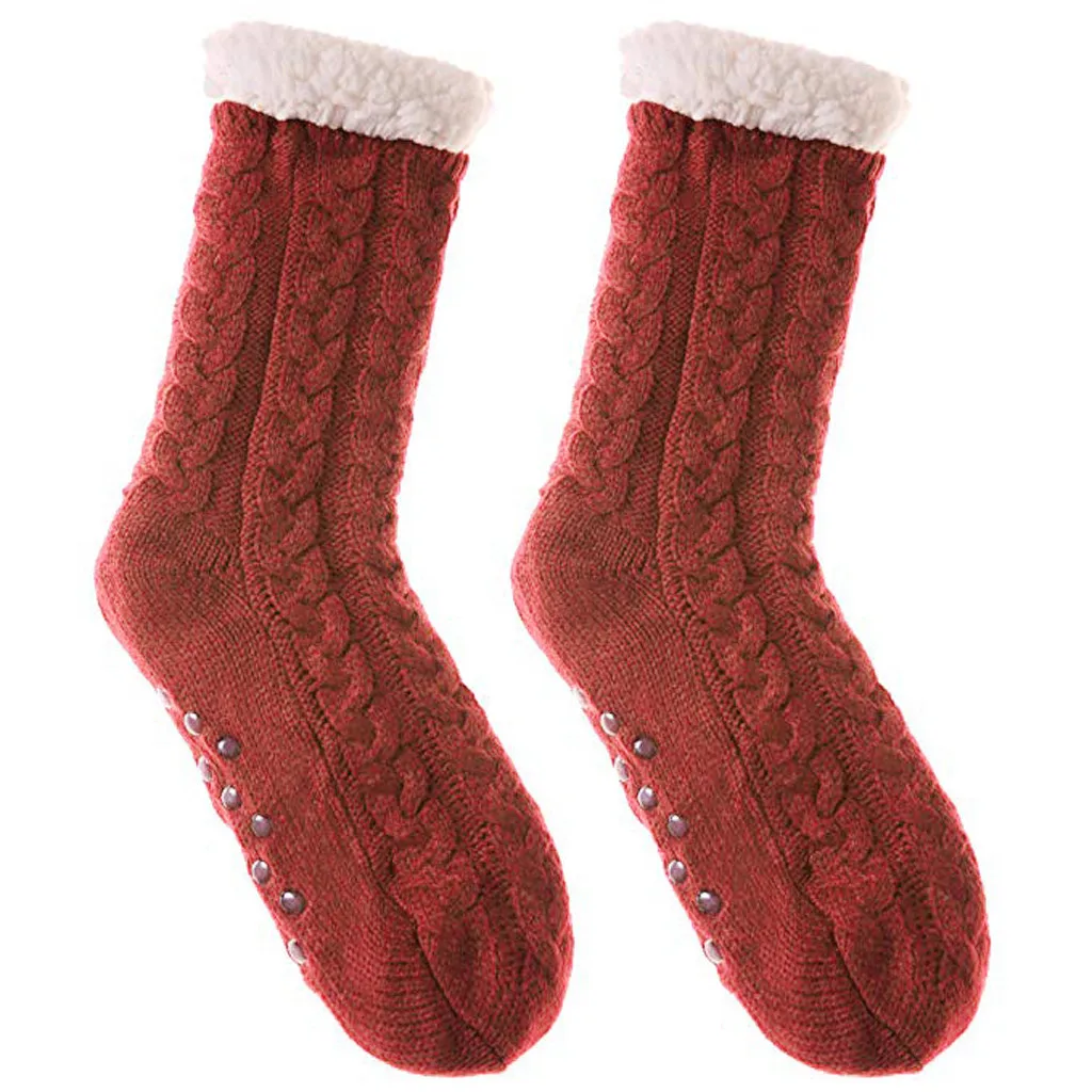 1 пара носков женские зимние супер мягкие теплые уютные пушистые с флисовой подкладкой Рождественский подарок с грипп Dec 10 - Цвет: D