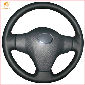 

MEWANT Black Genuine Leather Car Steering Wheel Cover for Toyota Yaris Vios RAV4 2006-2009 Scion XB 2008 Accessories Parts