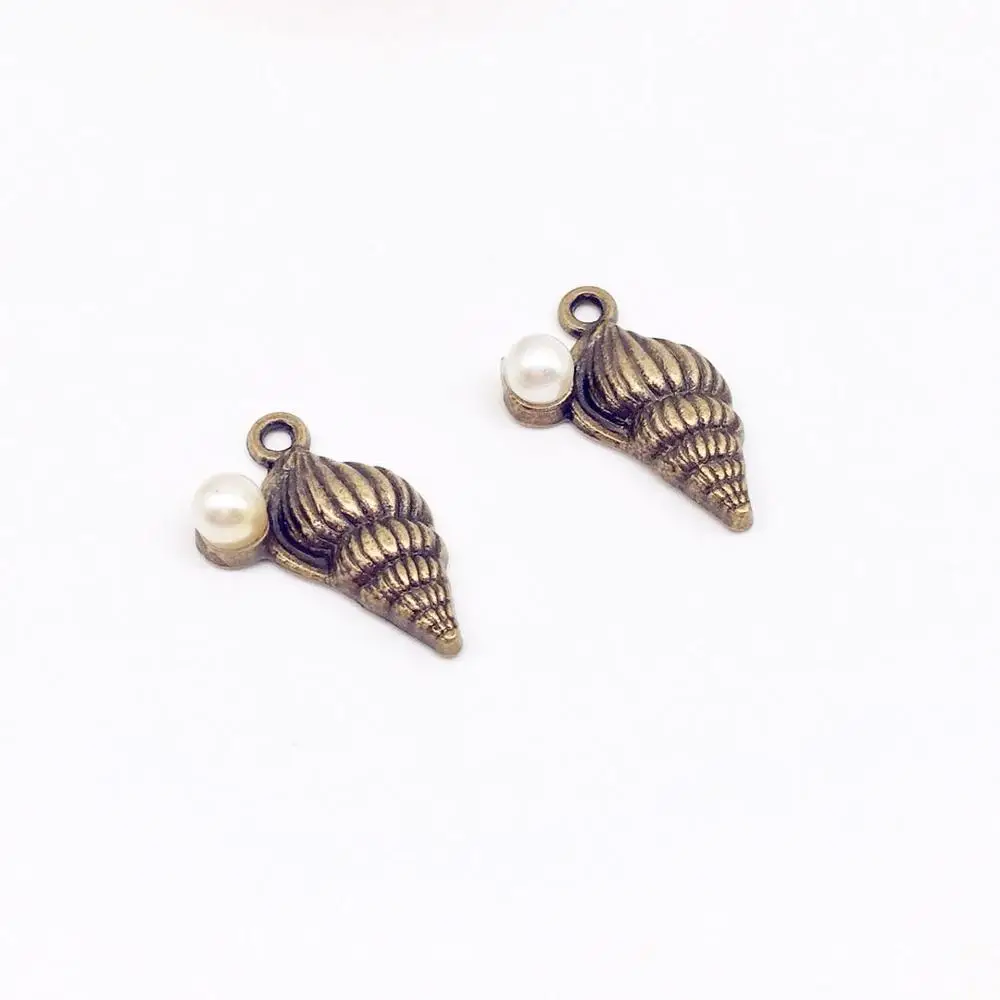 

Vintage 12 pcs metal pearl conch charms conch Pendants fit DIY handmade necklace earring bracelet charms Jewelry Making