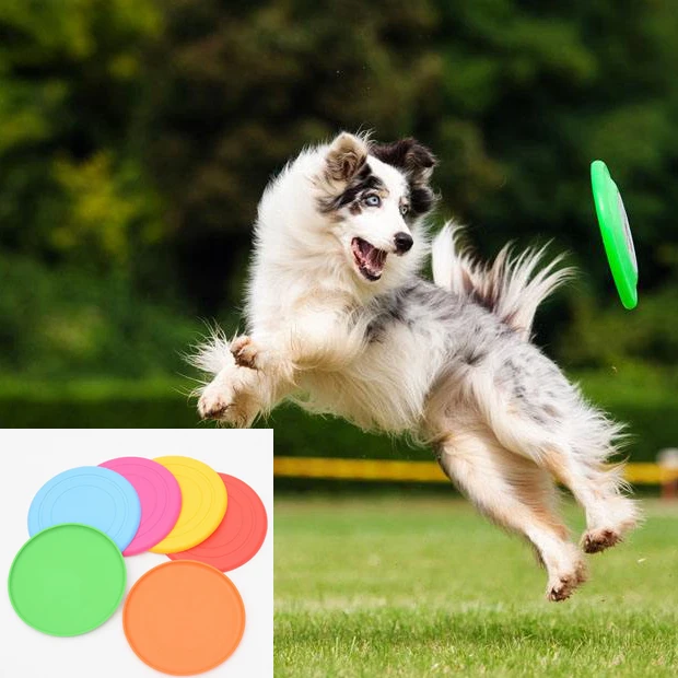 

Pet toys New Multiple Colors Flying Discs For All Dogs Trainning Puppy Toy Rubber Fetch Flying Disc Frisby 17cm