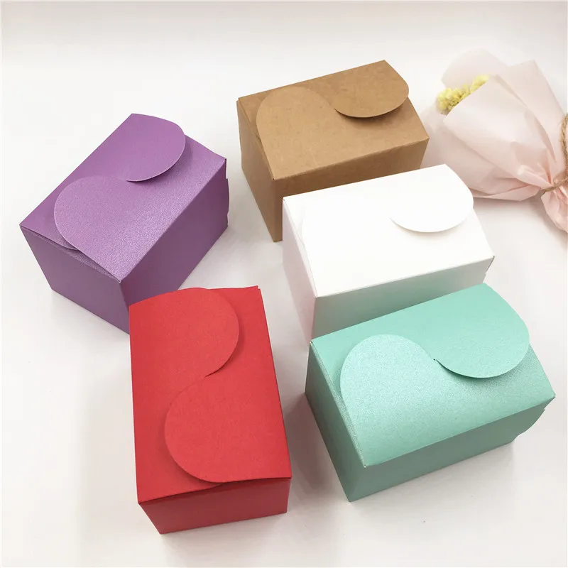 

50Pcs/Lot 9x6x6cm Candy Solid Color Paper Package Box For Engagement Festival Party Candy Petal Gift Food Little Doll Case Box