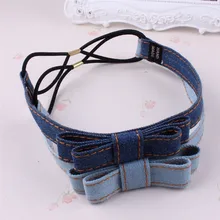 2016 Baby girl’s Classic Plaid headdress cute denim bow headwear hair accessories for children make kids fashion lovely