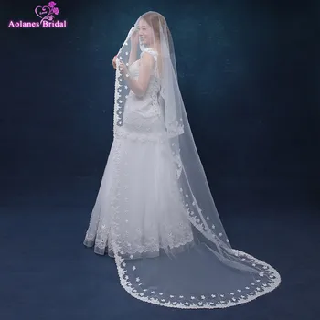 

AOLANES Velos de Noiva 2.5 Meters Lace Edge Ivory Appliques Wedding Tulle Bridal Veil Cheap Wedding Accessories Voile Mariage