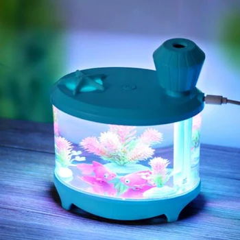 

460ml Fish Tank USB Humidifiers LED Light Air Ultrasonic Humidifier Essential Aroma Diffuser Mist Maker For Home#