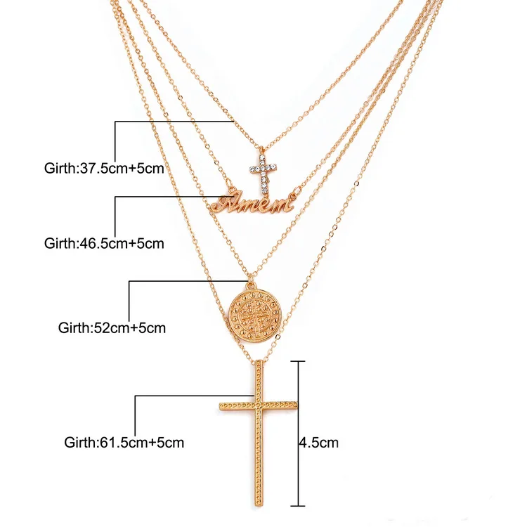 Модное Длинное ожерелье с подвеской и крестом, многослойное ожерелье-чокер в богемном стиле, модное этническое винтажное ожерелье