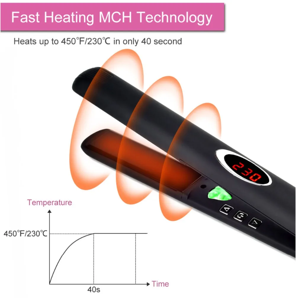 ЖК-дисплей выпрямитель для волос утюги инфракрасные отрицательные ионы быстрый нагрев цифровой контроль температуры 2 в 1 бигуди