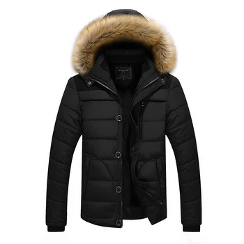 

Loldeal Men's Winter Double Hooded Thicken Quilted Cotton Jacket Fur collar and velvet coat thick coat