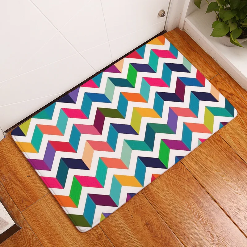 MDCT Rainbow Chevron Striped Floor Mats 40x60cm Anti skid