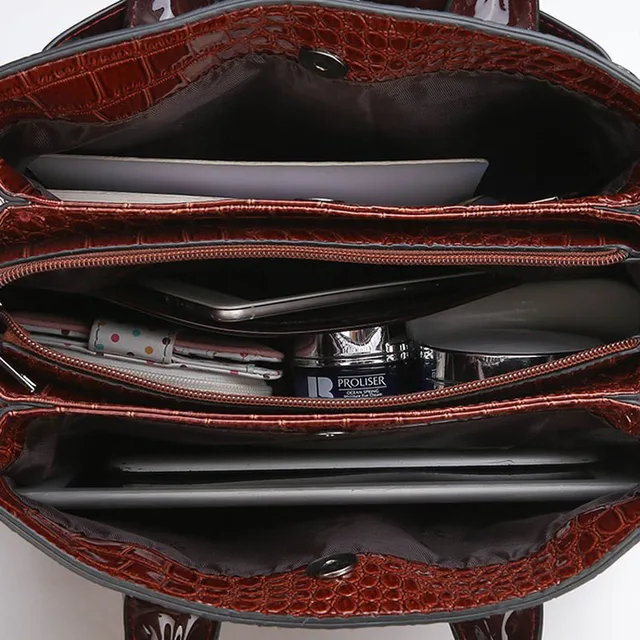 Women\'s bag luxury brand designer high quality classic crocodile pattern handbag 10