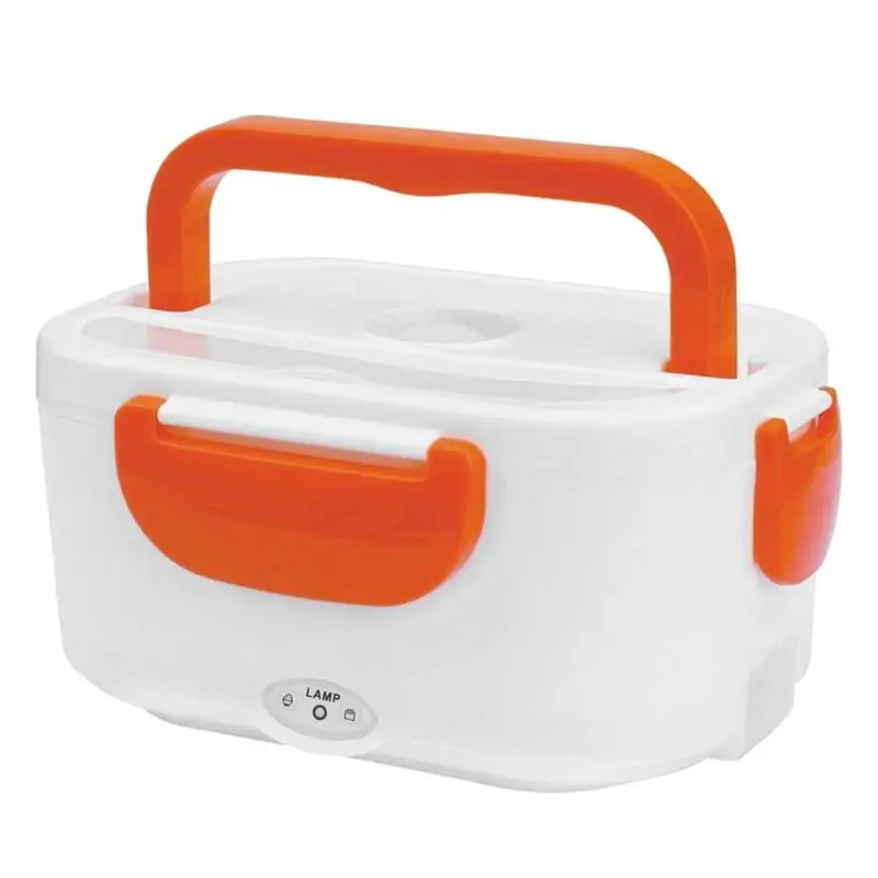 220V/110V 1.05L Portable Electric Heating Lunch Box Food Container Storage Heater Rice Container Dinnerware Sets for Home Car - Цвет: US plug Orange