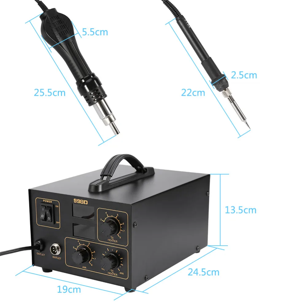 220 В 60 Вт 998D паяльная станция для деталей поверхностного монтажа SMD Сварка паяльник станция горячего воздуха пистолет форсунки для сварщика теплоотпайки ремонтная машина