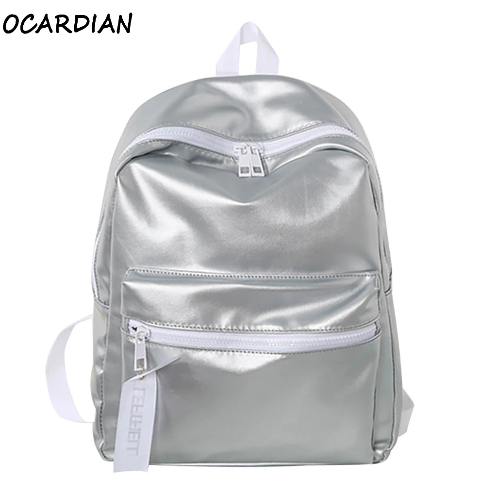 

OCARDIAN Backpack Women Leather Transparent Bag Laser Student Bling Laptop Satchel Travel School Rucksack Bag Dropship A27