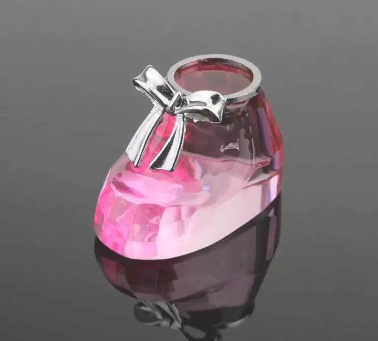 

50pcs pink crystal baby gift box crystal shoes baby birthday baptism souvenir SN579