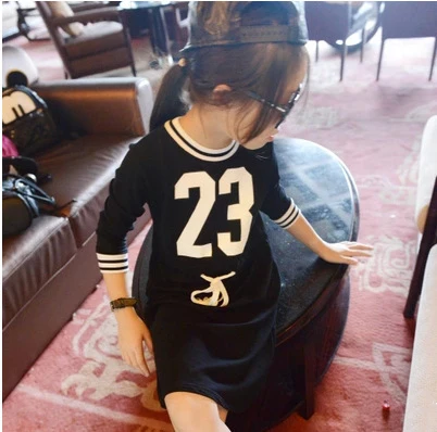 

new 2015 autumn winter cotton letter long t shirts dress for girls casual toddler girls dress suit 2~7 age children clothes