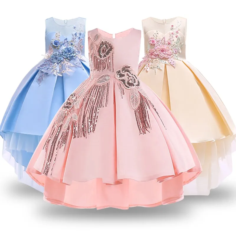 

Flower Baby Girls Lace Appliques Princess Dress Toddler Wedding Party Formal Ball Gown Dress For Girls 2 3 4 5 6 7 8 9 10 Years
