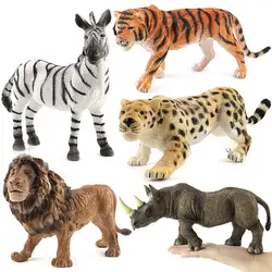 Настоящая жизнь животное зверь мини-модель игрушка FigureTiger Леопард слон Зебра Тигр Лев носорог орангутан подарок игрушка для коллекции