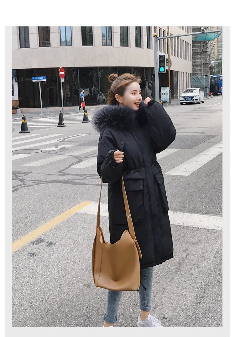 Big collar fur down parka women jacket pocket female thickening coat winter coat women down parka goose 8809