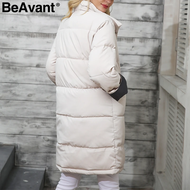 BeAvant черная парка с хлопковой подкладкой, Женская куртка, теплая верхняя одежда на молнии с карманами, парки, осенне-зимнее повседневное пальто для женщин