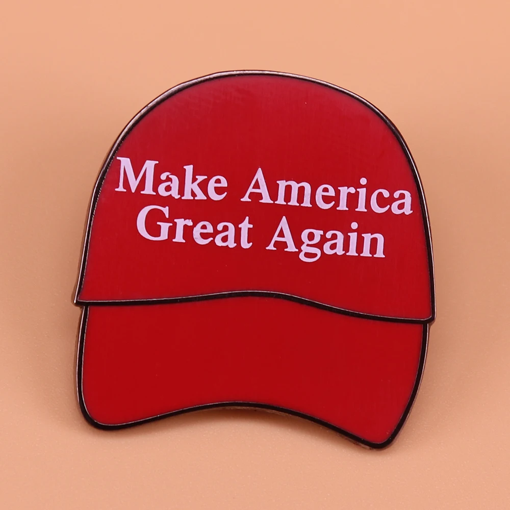 

Make America great again brooch president Trump badge red hat pin USA republican election jewelry