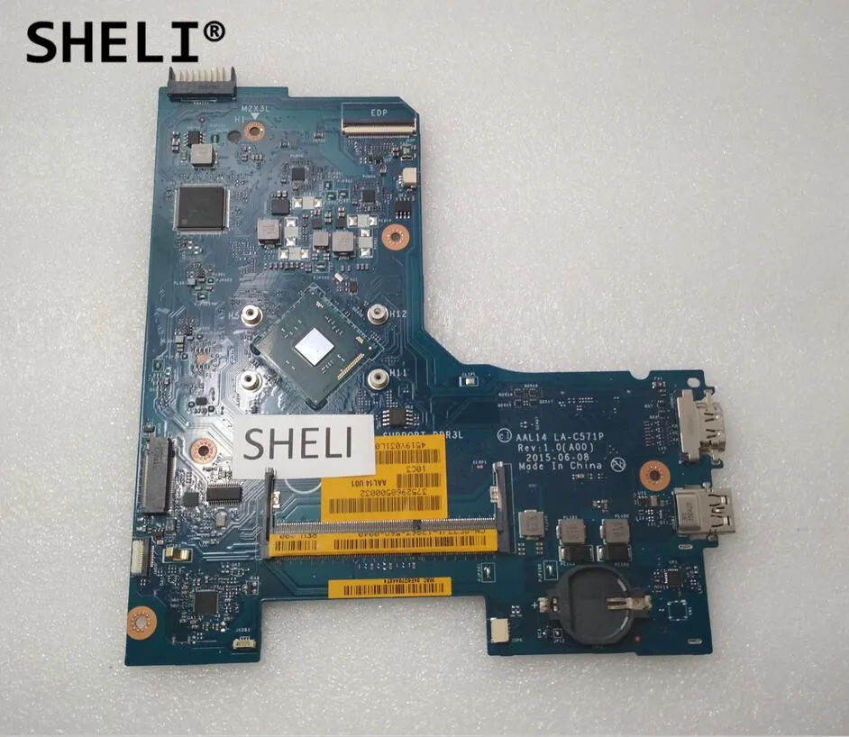 SHELI для DELL 15 5000 5552 мать материнская плата N3050 Процессор AAL14 LA-C571P CN-0F77J1 0F77J1 F77J1 SR29E материнская плата тестирование