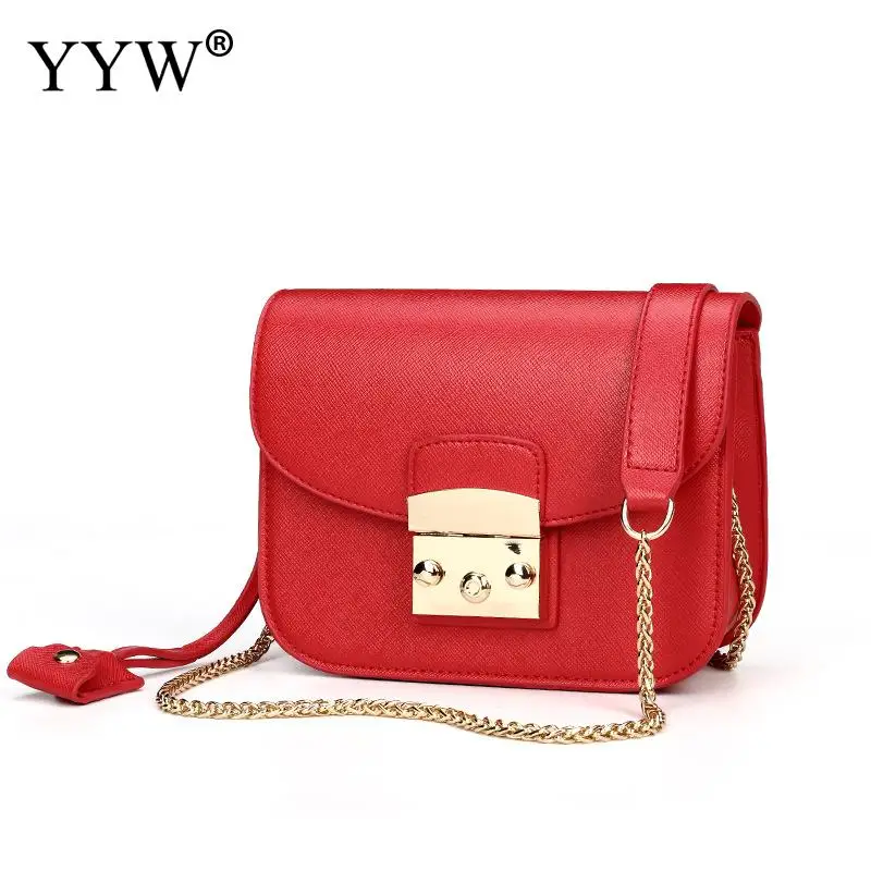 

2019 Summer Brand Bags Women Leather Handbags Chain Small Women Messenger Bag Candy 10 Colors Women Shoulder Bag Party Purse