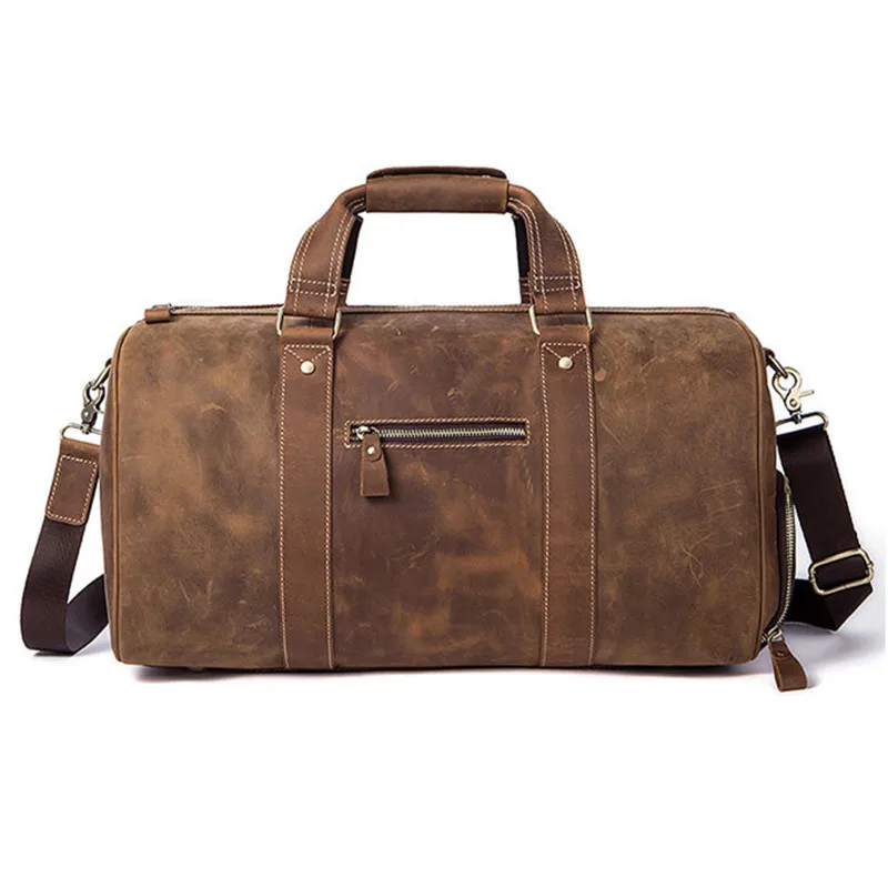 Натуральная винтажная сумка унисекс из воловьей кожи, Вместительная дорожная сумка, Большая вместительная спортивная сумка, Удобная дорожная сумка для ноутбука, багаж