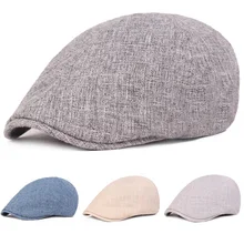 Мужской льняной хлопоковый берет шапки для путешествий на открытом воздухе одноцветная Шапка Кепка для гольфа CSHAT0393
