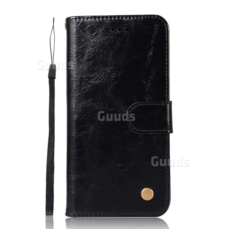 Luxury Retro Leather Wallet Case for Huawei P20 Pro - Black