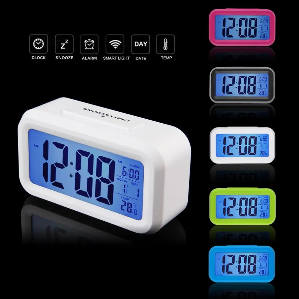 Цифровой светодиодный дисплей с подсветкой, Настольный будильник, повтор, термометр, календарь, время
