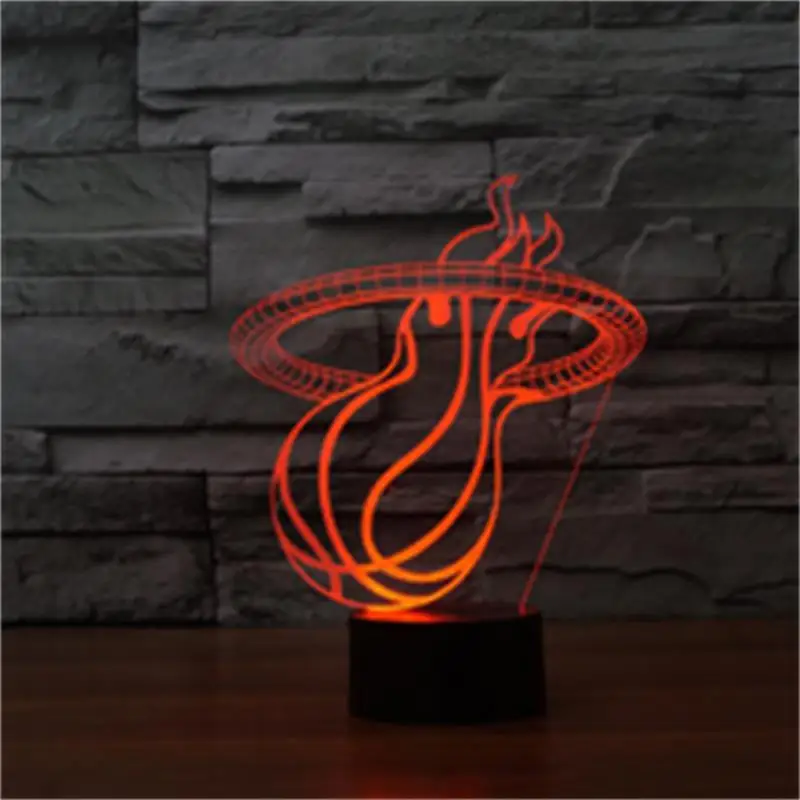 

Free Shipping Magical Optical Illusion 3D Miami Heat Logo Lamp USB Night Lamp