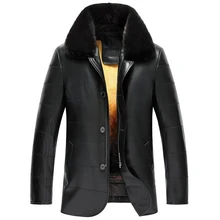 Мужские зимние мех норки с подкладкой пальто черный мех норки с подкладкой пальто для мужчин Роскошные Натуральная меховая Шуба для мужчин TJ13