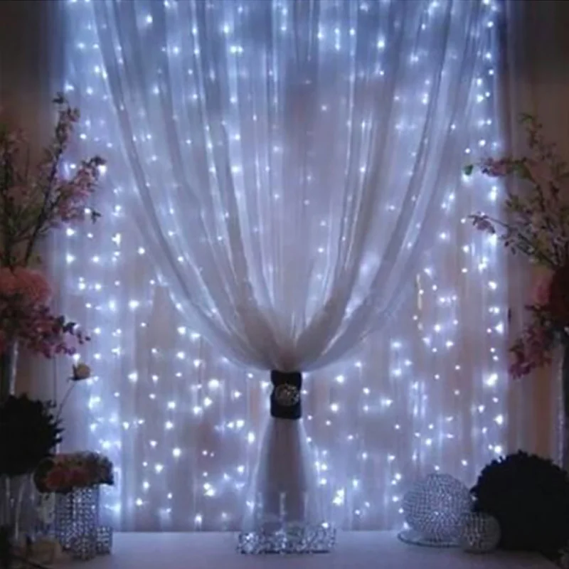 4.5Mx3M LED Icicle Curtain String Lights Fairy XMAS Light 300 luces Christmas String Light for Party Home Garland Holiday Lights